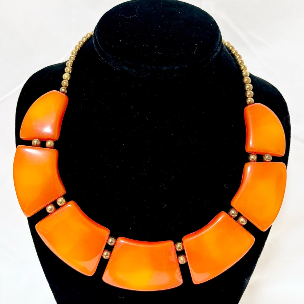 Bold Amber Honey Resin Chunky Necklace